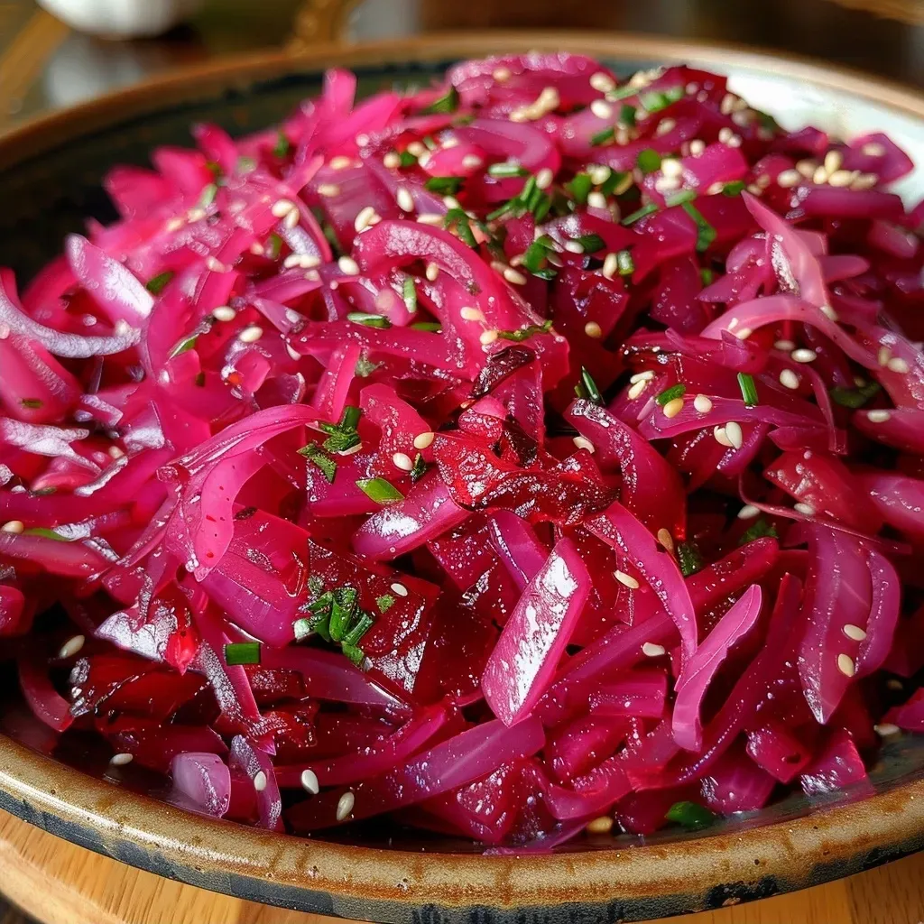 Juicy Betarabi dish featuring finely chopped garlic and colorful vegetables.