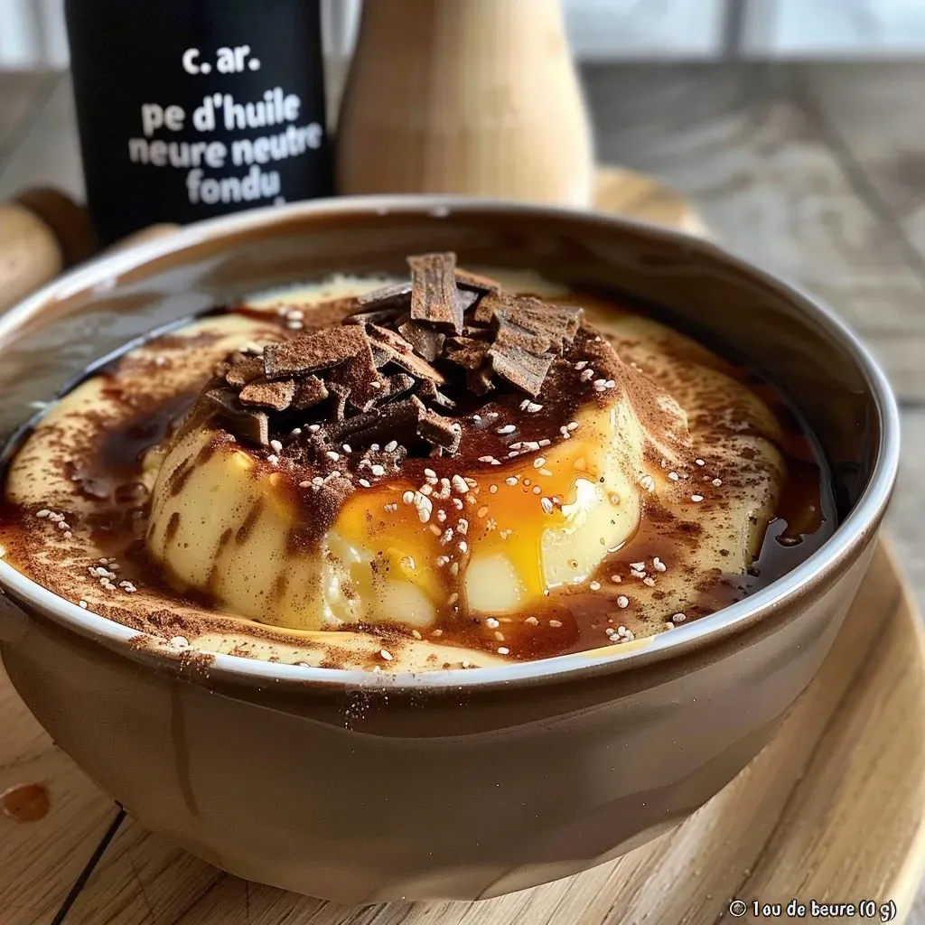 A delicious bowl cake à la semoule displayed from the side, highlighting its moist interior and smooth surface.