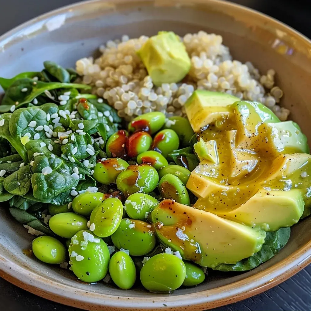 Side view of a colorful Buddha Bowl showcasing an assortment of healthy ingredients.