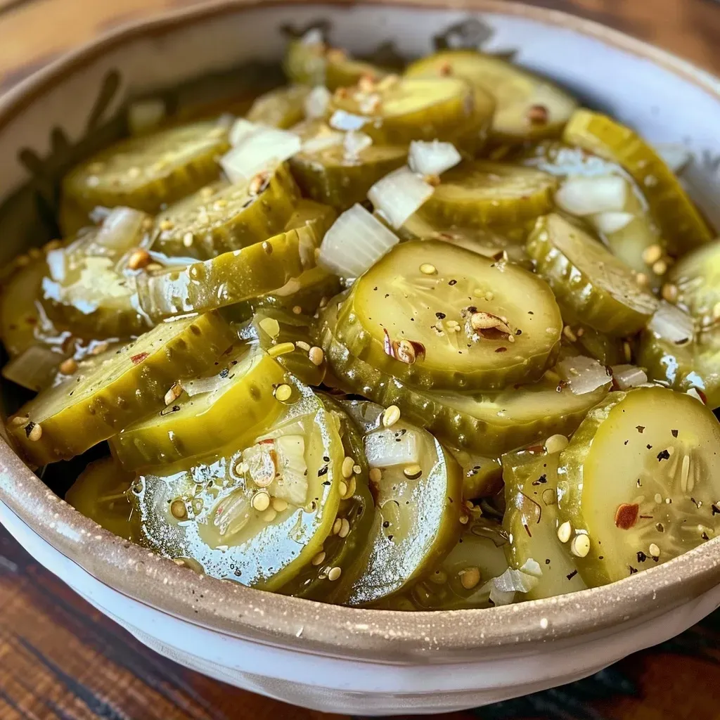 Side view of pickling cucumbers and onions in a glass jar.