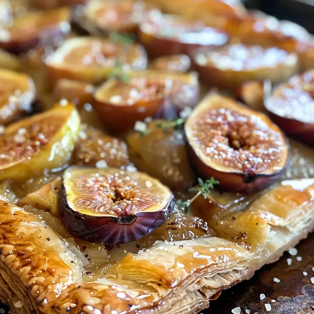 Juicy fig galettes displayed on a plate, showcasing their flaky texture and caramelized topping.