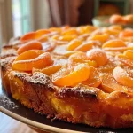 Side view of mini apricot cardamom cakes, showcasing their juicy texture and garnished with sliced apricots.