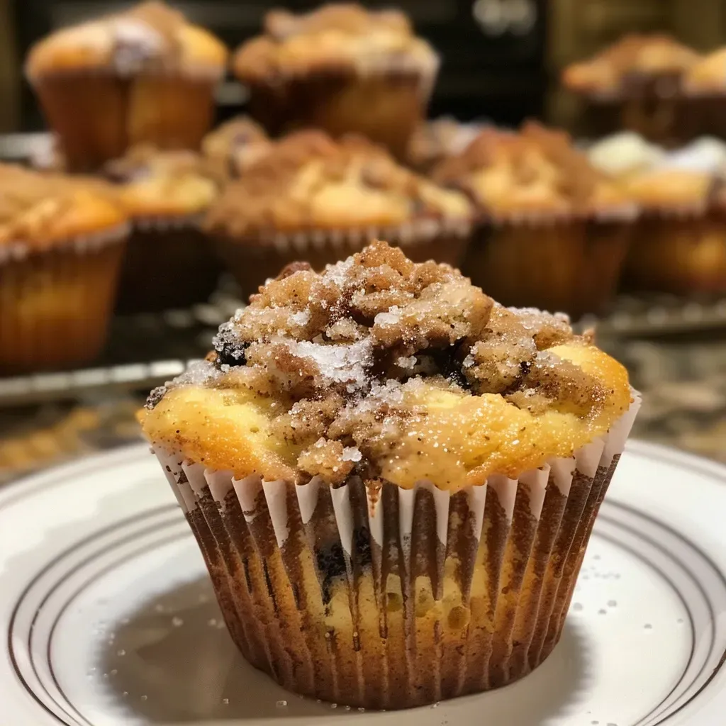 Close-up side view of freshly baked muffins showcasing a golden-brown top.