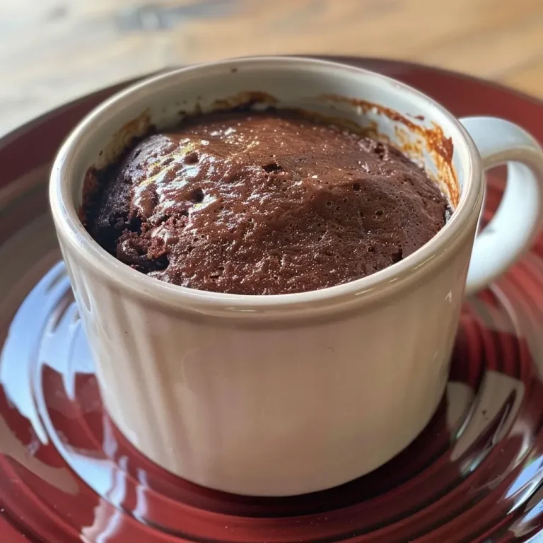 ['Close-up view of a freshly baked chocolate mug cake in a white ceramic mug.', 'Side view of a steaming mug cake topped with chocolate chips, sitting on a wooden surface.', 'Delicious chocolate mug cake in a mug, showing its moist texture and rich color.', 'An inviting mug cake with a smooth surface, ready to be enjoyed, on a kitchen countertop.']