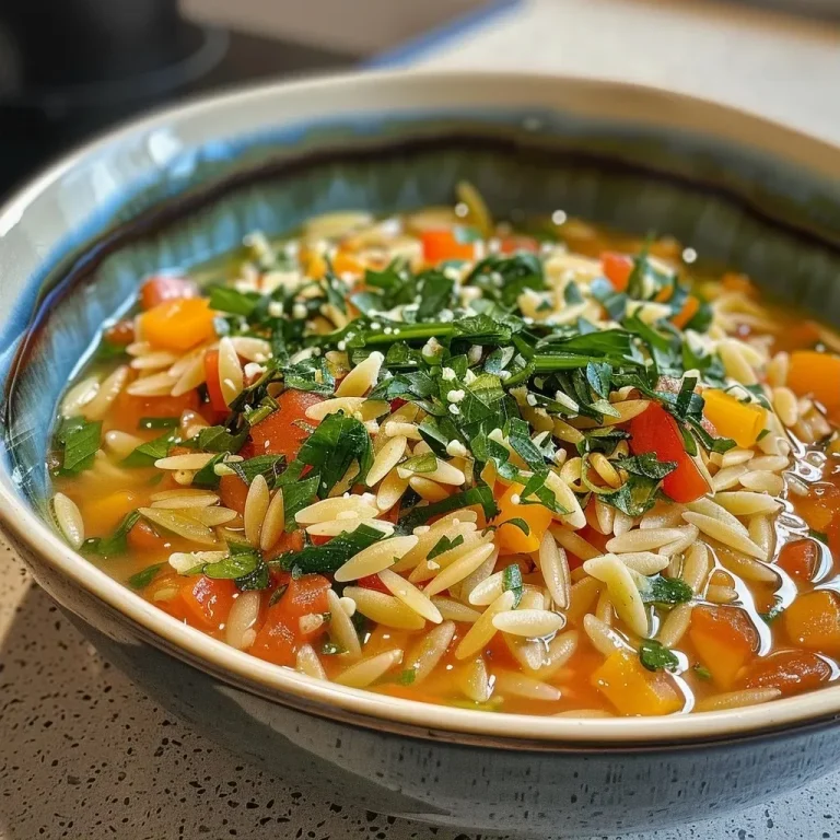 Le plat méditerranéen prêt en 30 minutes qui enchante mes soirées Close-up view of a Mediterranean orzo dish with colorful vegetables and beans.