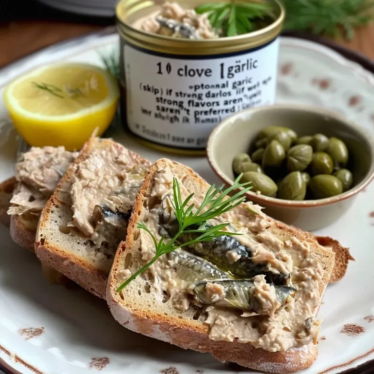 Pâté de Sardines Crémeux en 10 Minutes : Un Délice Marin pour Tous Close-up of creamy pâté de sardines served in a small bowl, garnished with fresh parsley.