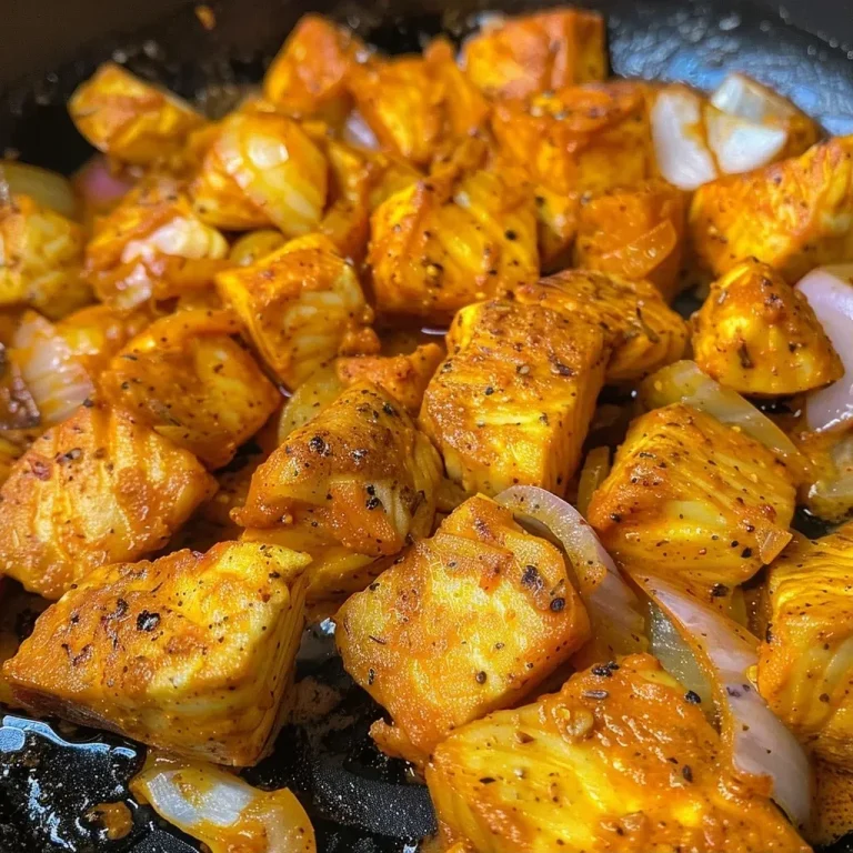 Curry de poisson à l’air fryer : un délice prêt en 20 minutes ! Close-up of a bowl of air fryer fish curry with vibrant colors and fresh ingredients.