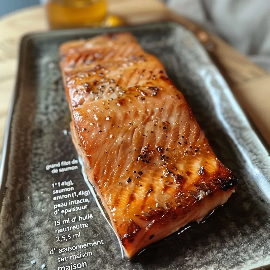 Close-up of succulent salmon on a barbecue grill, showcasing its texture.