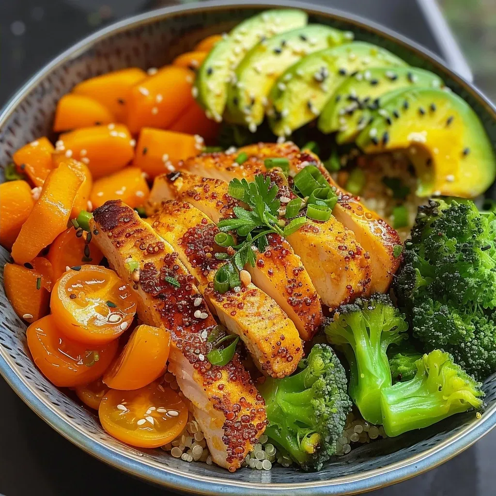 Juicy grilled salmon steak presented with fresh apricot salsa and herbs.