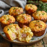 Close-up of savory muffins baked in an air fryer, showcasing a golden-brown exterior.