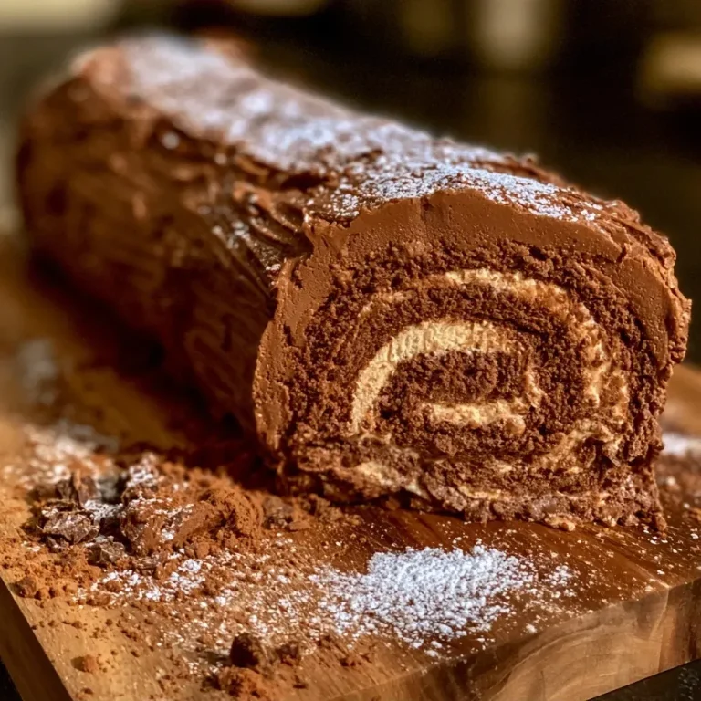 Gros plan d'une bûche de Noël sans cuisson, présentée sur une assiette.