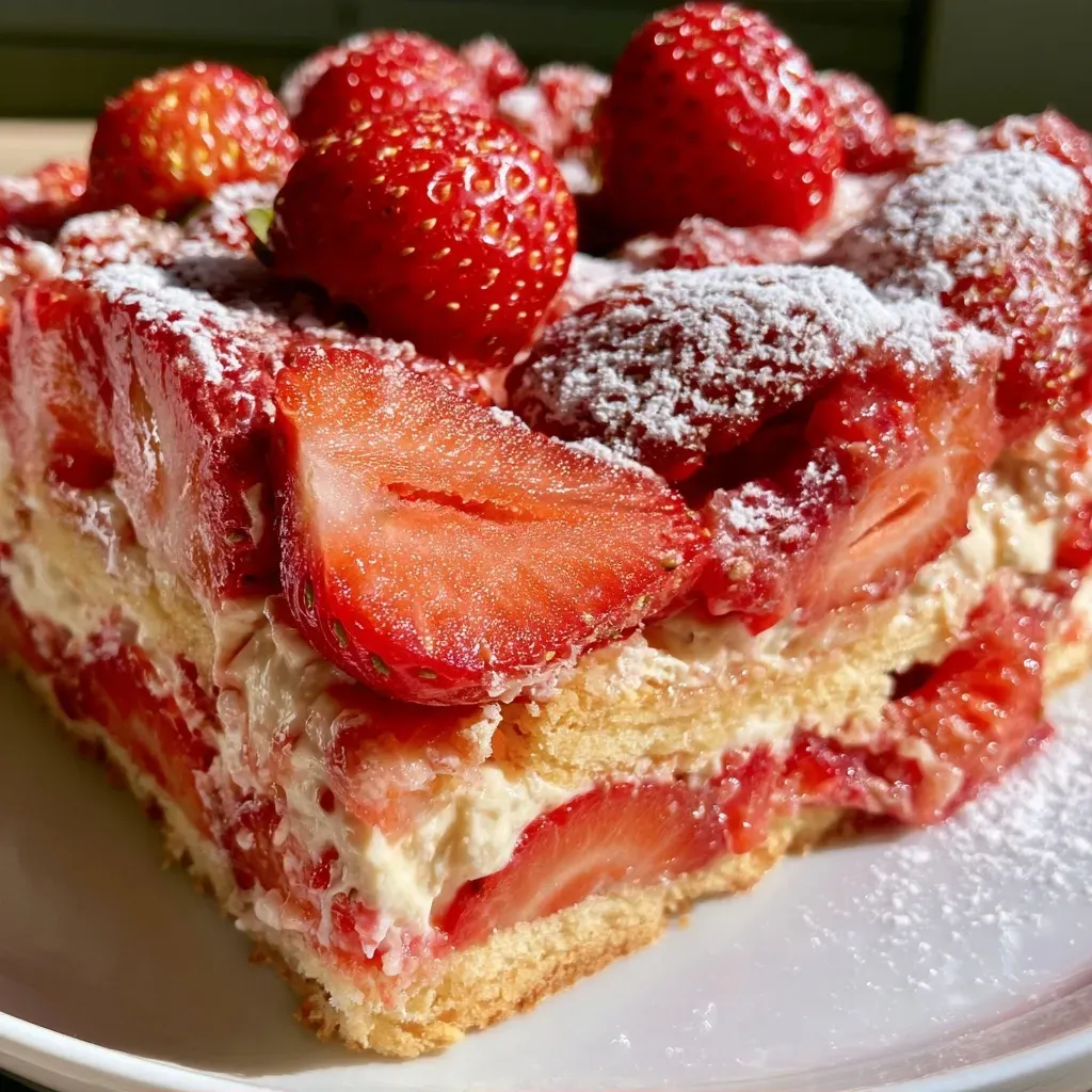 Gros plan d'un gâteau sans cuisson aux fraises, avec une texture lisse et crémeuse.